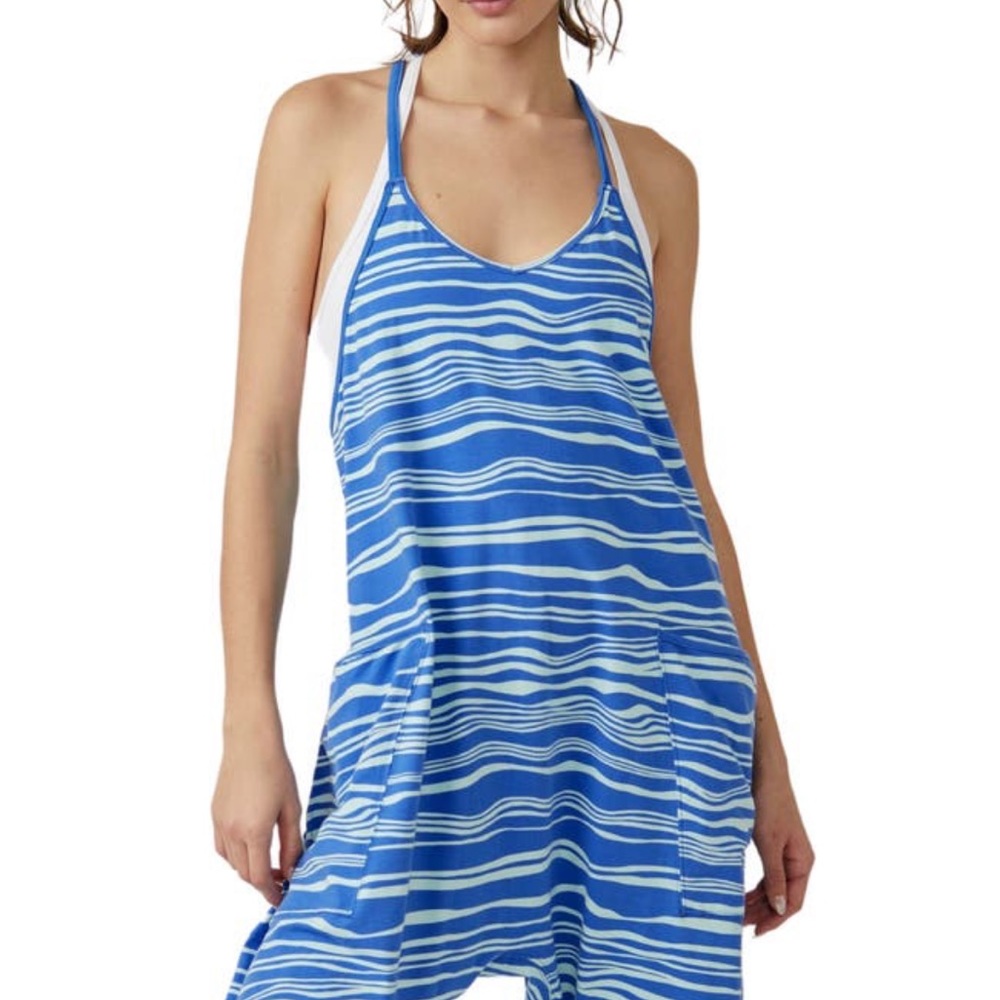 ❤️ Free People FP Movement Hot Shot Onesie Jumpsuit Blue Wave Combo Size XS NWT - Picture 16 of 16